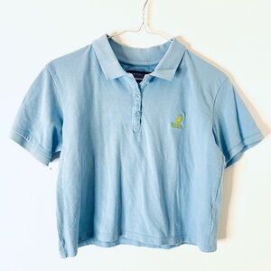 Kangol Cropped Polo Tee Cornflower Blue Yellow Logo